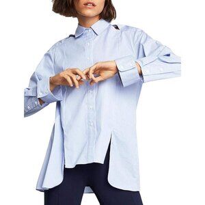 BCBG MaxAzria Women’s Striped High-Low Shirt – Blue, Size S